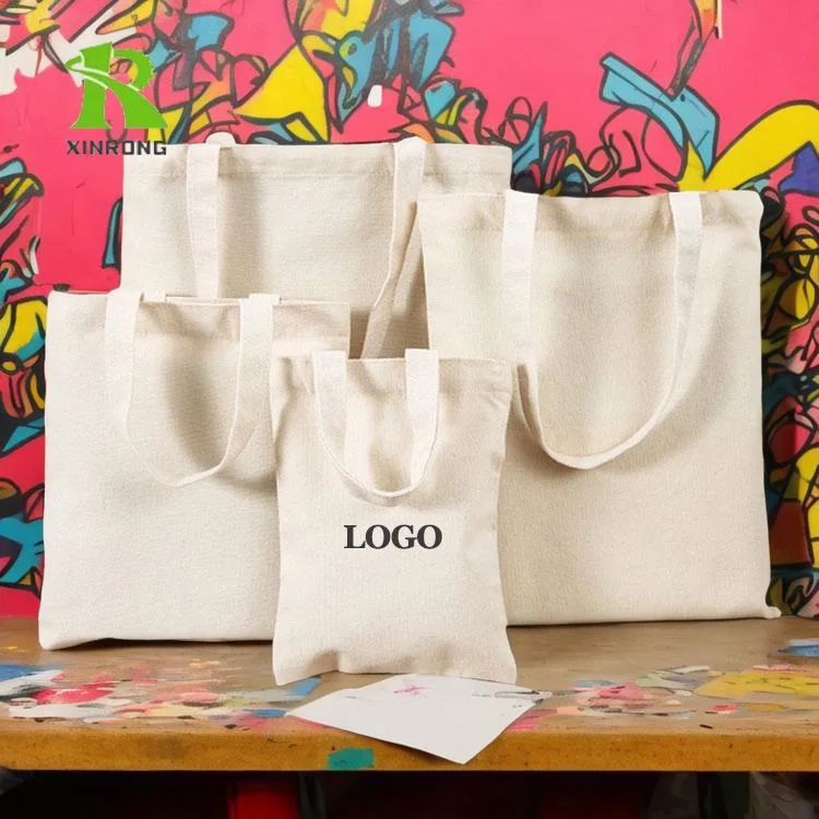 Custom Logo Size Printed Eco Recyclable Reusable Plain Bulk Large Cotton Canvas Grocery Shopping Tote Bag