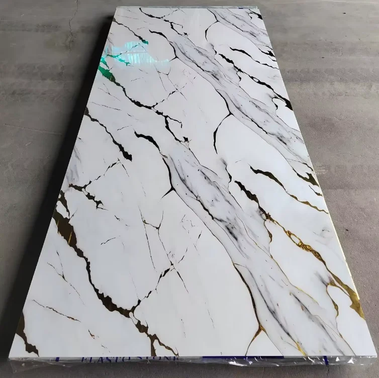 Decorative PVC Marble Sheet High Glossy 1200*2440mm 3D design UV marble wall board marble alternatuve Wall panels on sale