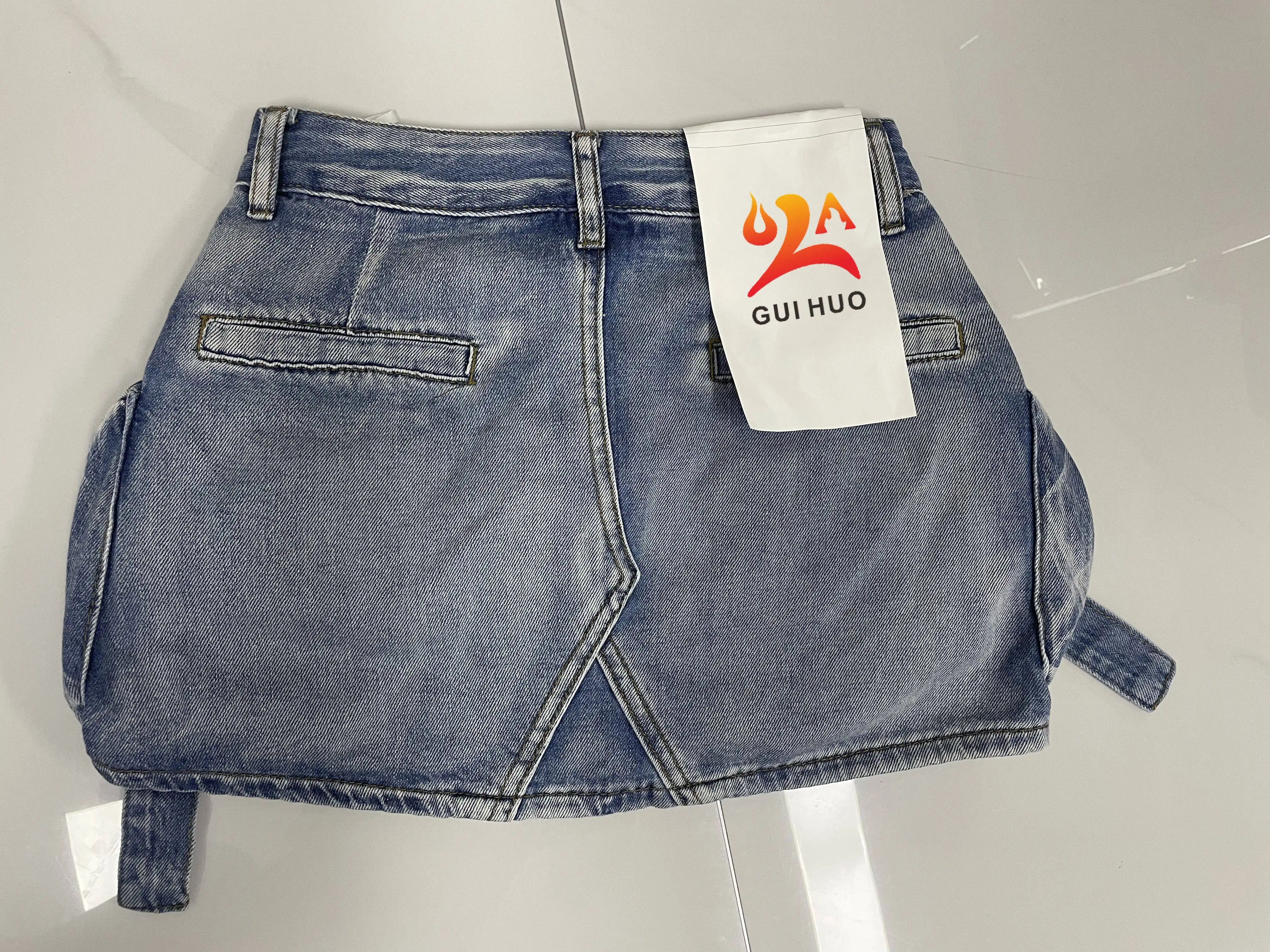 Mini Pink Denim cargo Skirt Sexy School Girls Short Skirt With Pockets Wholesale Short Denim Skirts For Women