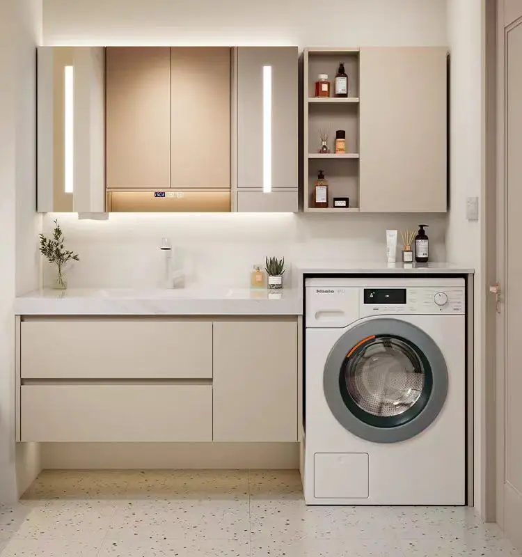 Waterproof bathroom washbasin balcony drum washing machine integrated cabinet laundry sink furniture sets