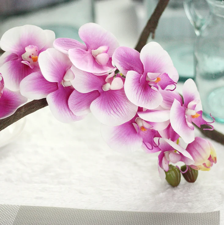 New type wholesale artificial flowers yellow PU orchid for home decorations