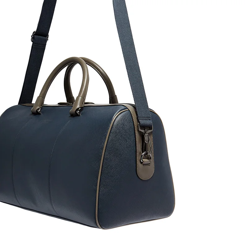 Custom logo waterproof mens genuine leather duffle bag for gym and sports