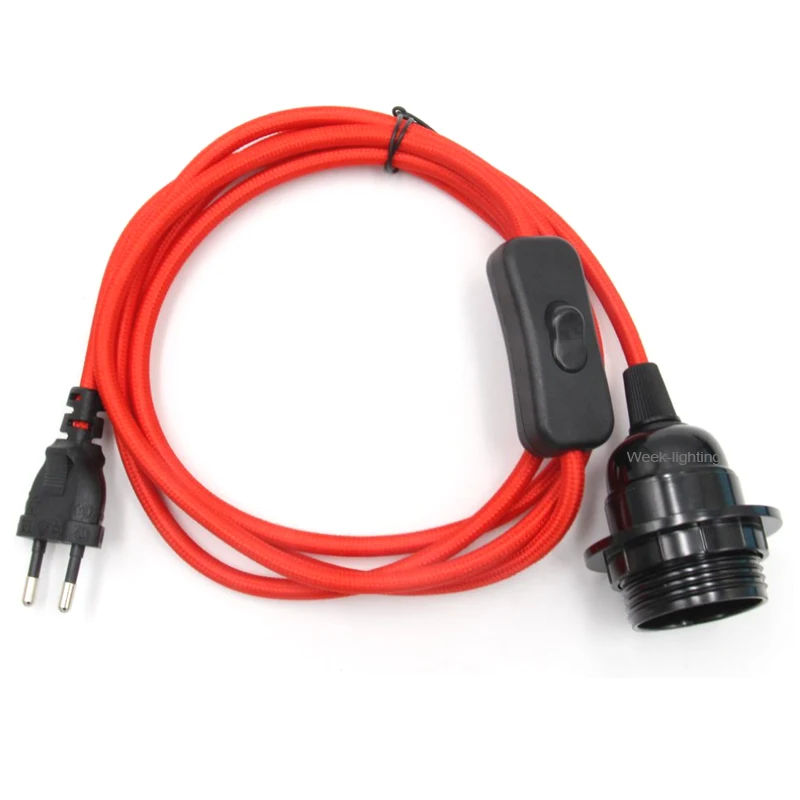 E27 Lamp Base Holder EU Plug With On/Off Switch Extension Cord for Hanging Lamp LED Bulbs Socket