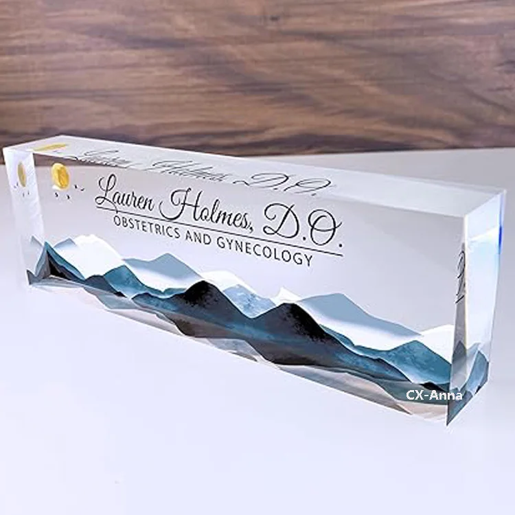 Personalized Acrylic Desk Name Plate Office Decor for Women or Men Coworkers, Boss, Employee, Teacher