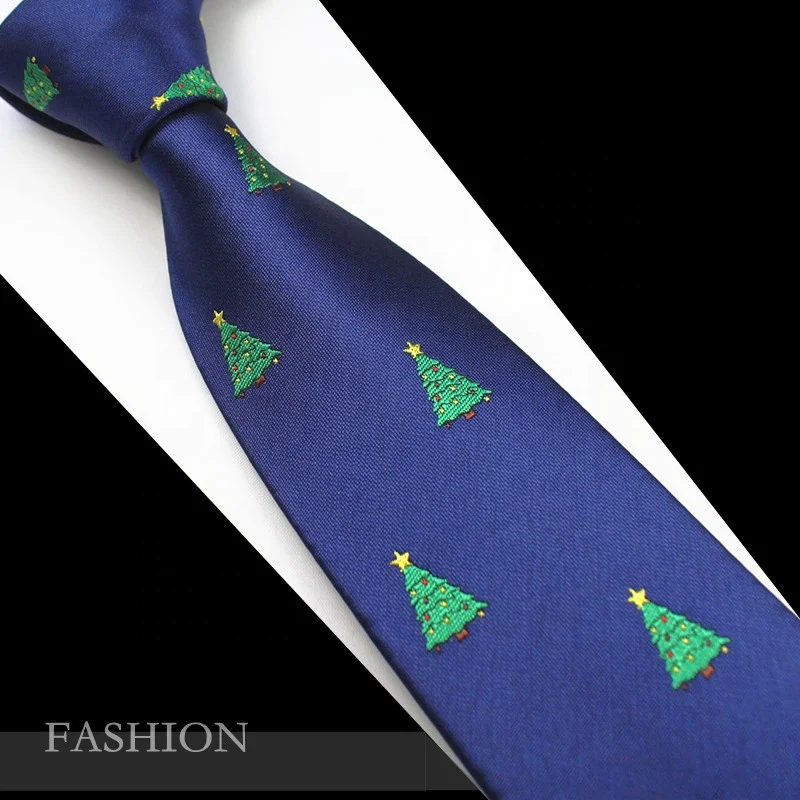 Mens Merry Christmas Ties 7cm Silk Woven Necktie for Men Gift Necktie Holiday Santa & Deer Tie