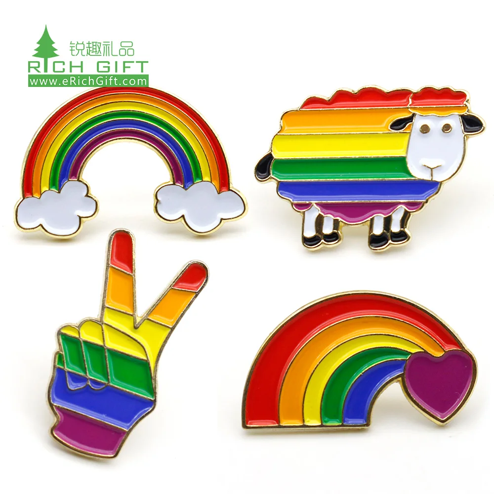 Wholesale Custom Red pink Ribbon Pins Rainbow Gay Pride Enamel Lgbt Lapel Pin Fist Shape Badge Shirt Suit Pins