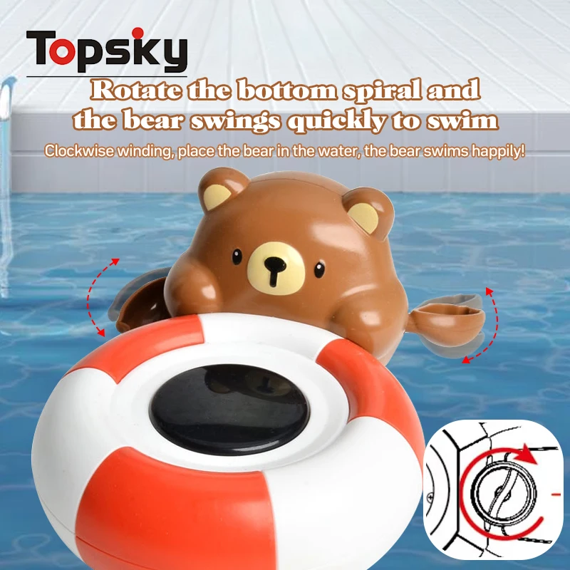 Funny Water Bear Digital Thermometers Bath Toys Floating Swimming Wind Up Bear Water Thermometer Bathtub Toys for Kids