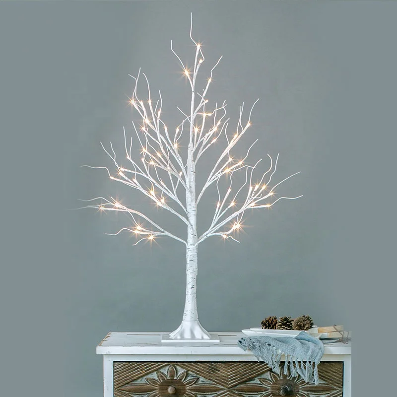 Wholesale Christmas yard decoration outdoor decoration led white palm Birch tree led lights artificial tree lights