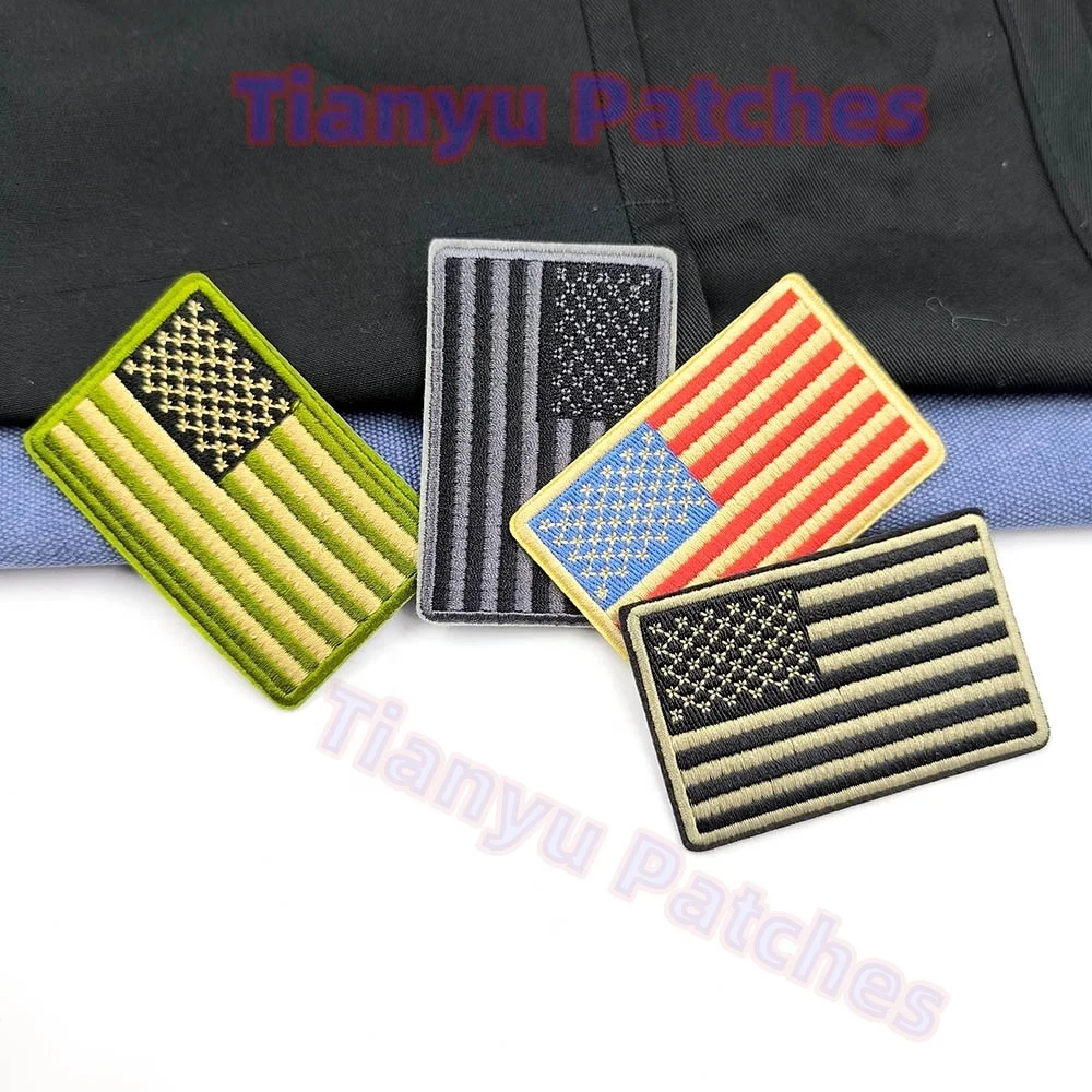 American Country Flag Patches Embroidered Mighty Backpack Armband Badges USA Tactical Eaulettes Wappens Iron on Trucker Hat