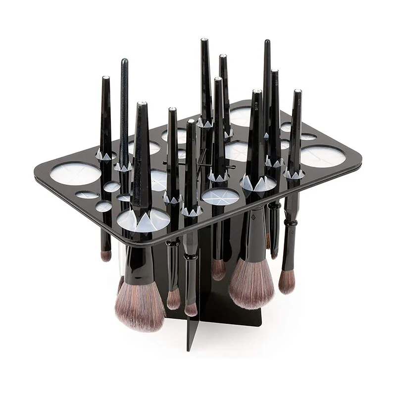Acrylic Makeup Brushes Drying Rack Brushes Dryer Collapsible 28 Slot Brush Holder Stand