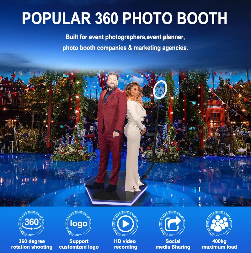 68 80 100 120 Cm Hot Sale New Portable Selfie 360 Booth Accessories 360 Degree Video Booth Spinner Machine 360 Photo Booth Magnet Top