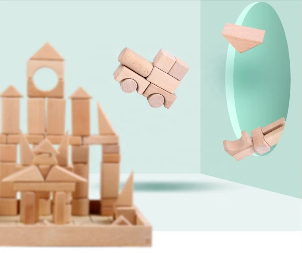 wooden stack game toy intelligent learning stackable colorful blocks