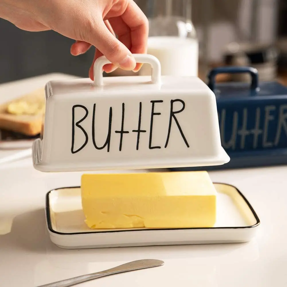 Best Sale Rectangular Sealed Jar Butter Box Ceramic Butter Dish