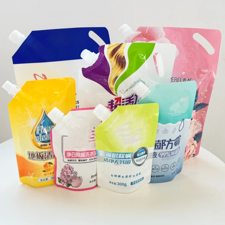 750ml 1000ml Mylar Doypack Plastic Nylon Packaging Material Dish Washing Liquid Soap Spout Pouch