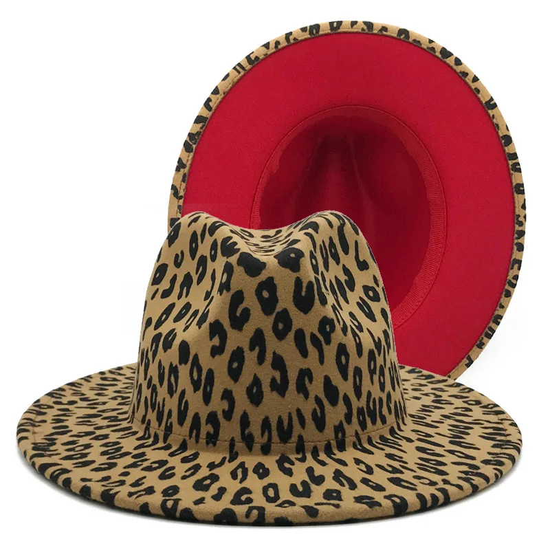 
Leopard Print fedora hat Hot Sale New Leopard Print Flat Brim Fedora Jazz Hat Wholesale Top Hat 