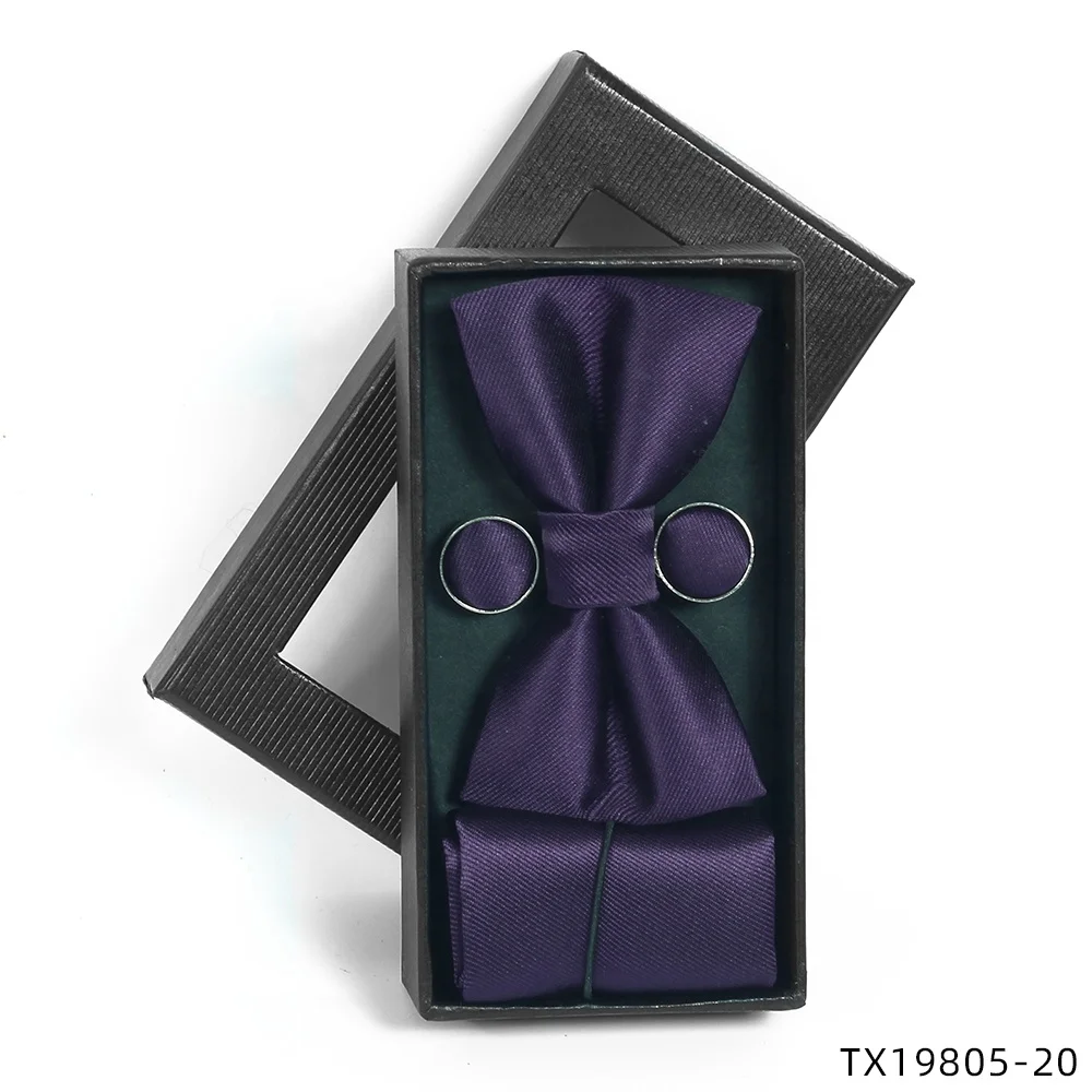 Private label formal tuxedo bow tie elegant pocket square sets for men