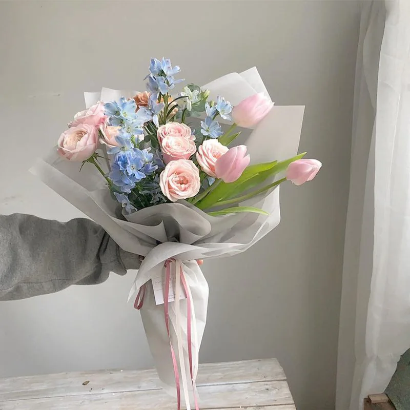 
20sheets/Bag 60*60cm floral waterproof gift paper wrapping tissue cellophane wrapper flower paper 