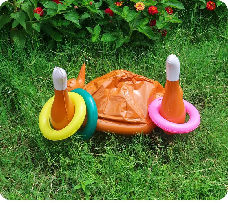 New Arrival Pvc Inflatable Christmas Decoration Grilled Chicken Leg Throwing Ring With 3 Ring