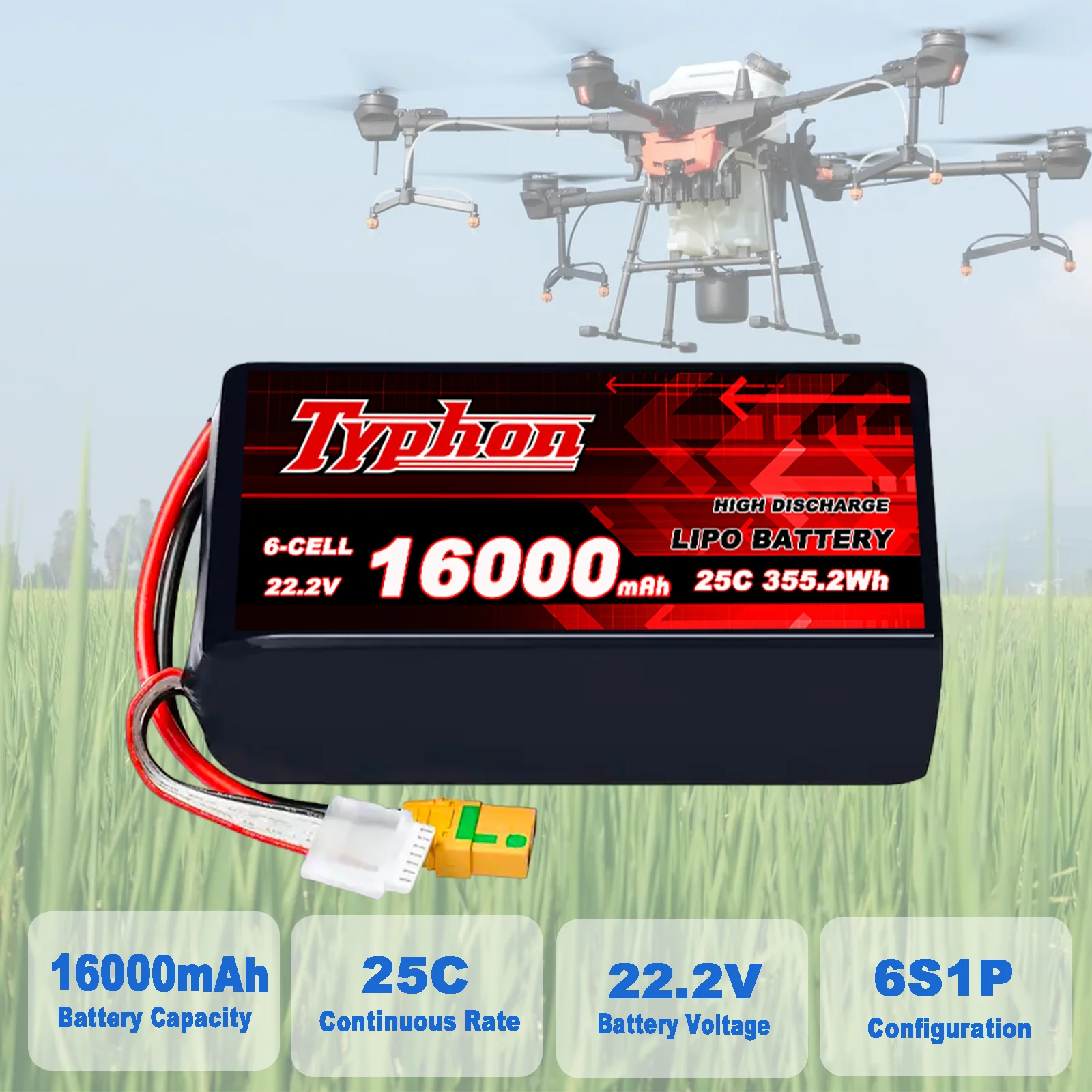Factory Lipo Batterie/Cell/Bateria/Pil/Akku 16000Mah 22.2V 6S 25C High-Voltage Rc Battery For Electric Lawn Mower