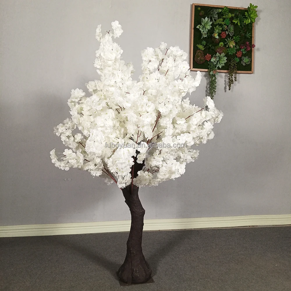 E wedding table decor 4ft cherry blossom flower tree silk artificial white sakura cherry flower trees for wedding centerpiece