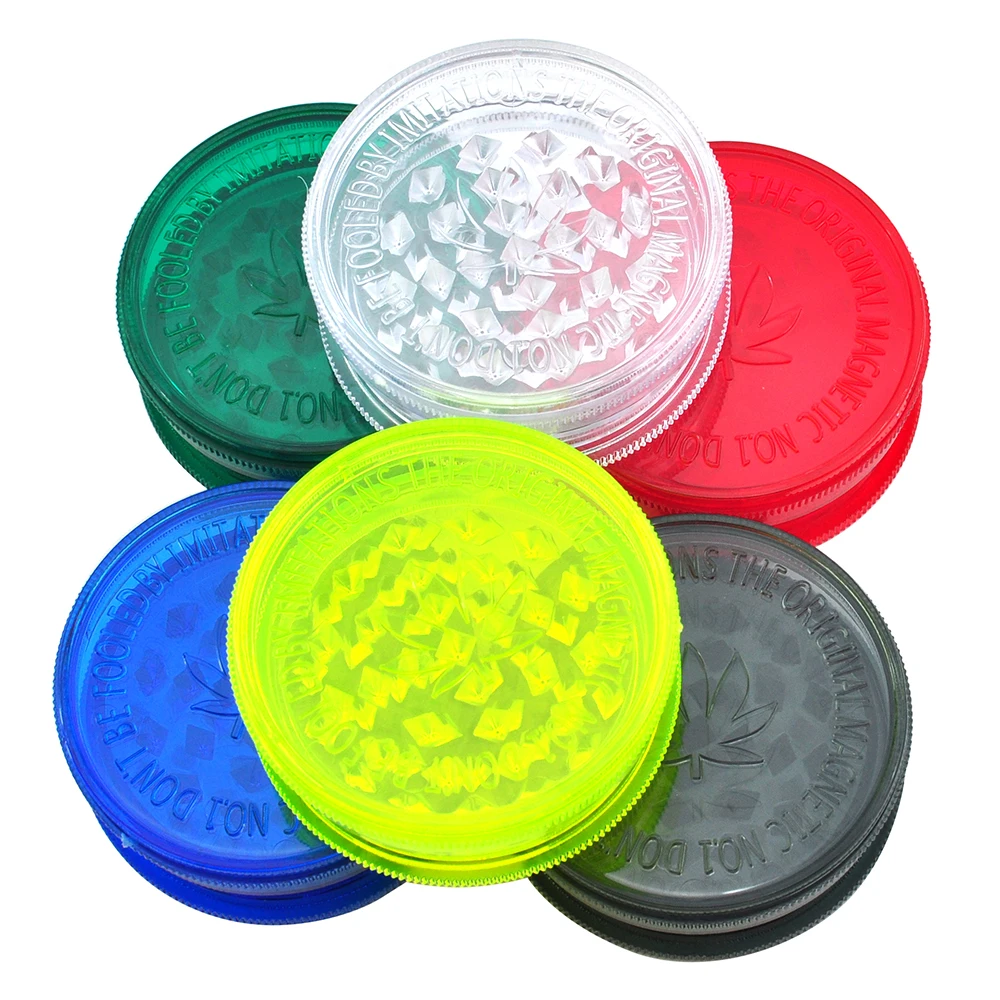Custom Logo 3 Pieces Layer Part Tobacco 60*50 Weed Custom Plastic Herb Grinder, Grinder Herb Plastic