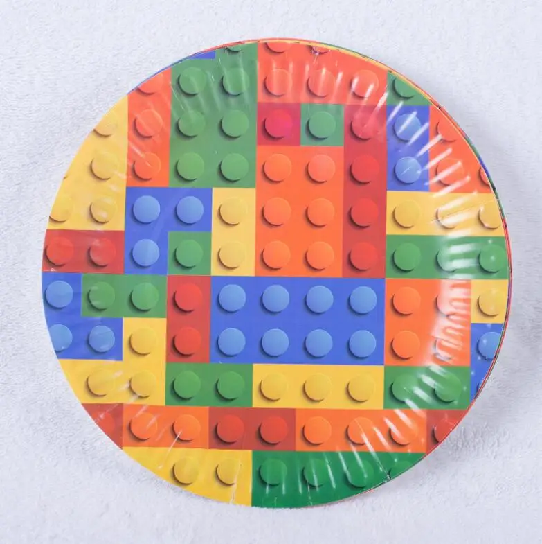 Legoing Blocks Theme Kids Party Supplies Tableware Paper Cup Plate Napkins Tablecloth Fiesta Decoration
