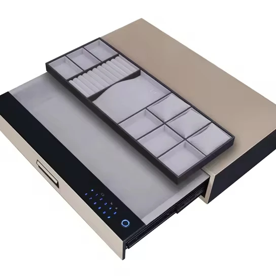 Alloy Aluminum Cabinet Secret Hidden Key Furniture Smart FingerPrint Leather Cabinet Password Lock Storage Safe Box Drawers
