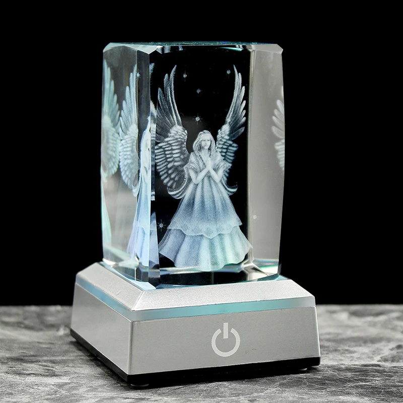 wholesale 3d crystal cubes big crystal cube 3d laser engraved crystal cube with led light