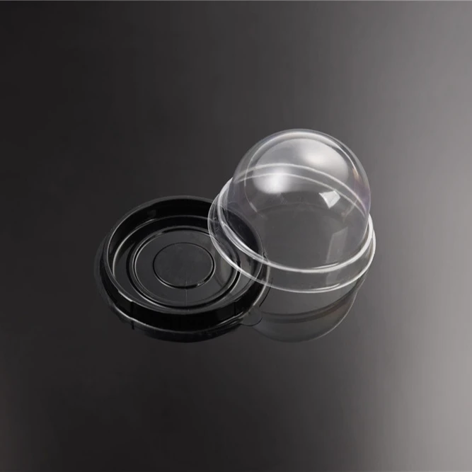 Custom Luxury Egg Yolk Box Small Round PVC Plastic Transparent Moon Cake Cookie Biscuit Blister Packaging Container Box