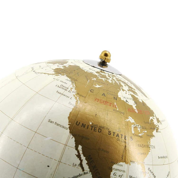 white gold color plastic iron metal decorative educational beautiful smooth globe