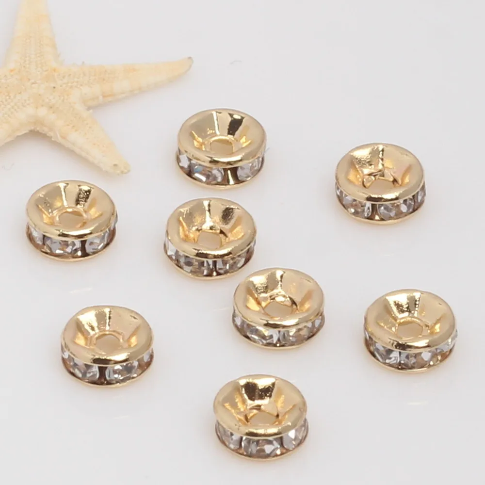 14-carat gold-in-gold diamond-embellished beads handmade jewelry diamond ring spacers round wheel spacers beaded beads