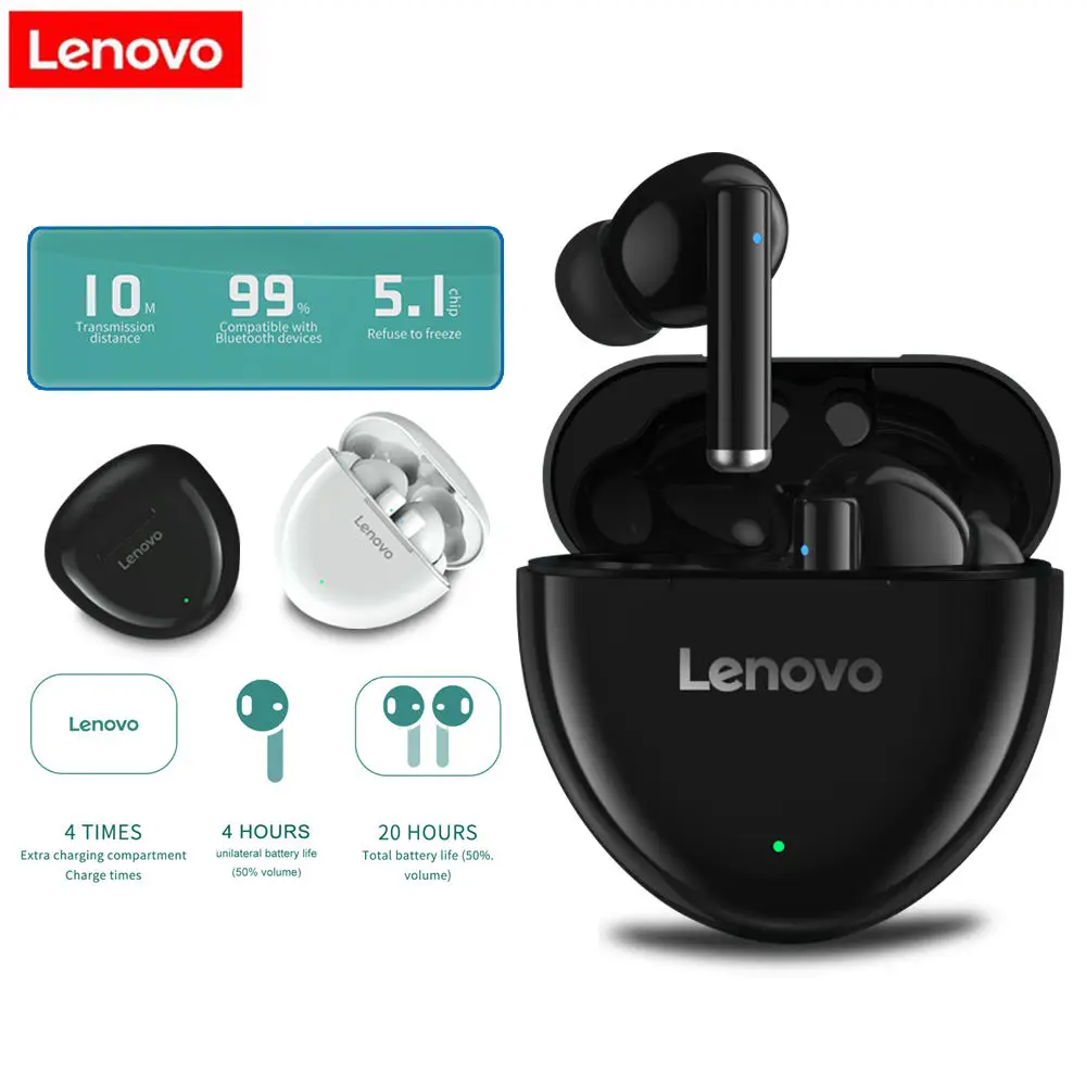 Original Lenovo HT06 V5.0 TWS Earphone Wireless Earphones Bertone Chip Audio Decoding CVC Dual MIC Noise Reduction livepods