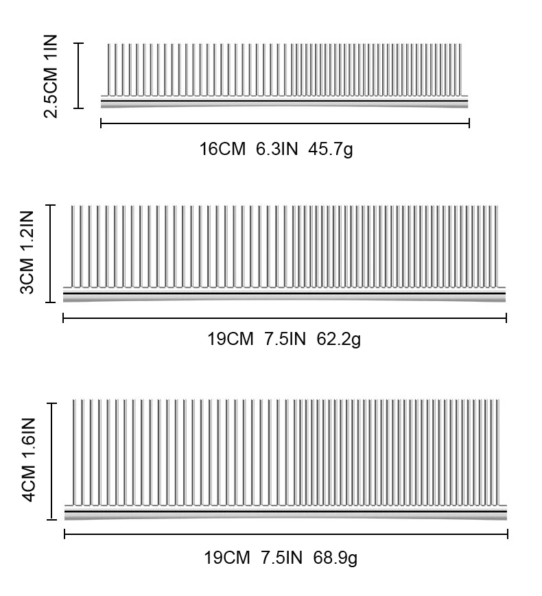2 in 1 Professional  Pet Comb with Dense Teeth and Comb Teeth  Stainless Steel for Cats Dogs Hair Grooming