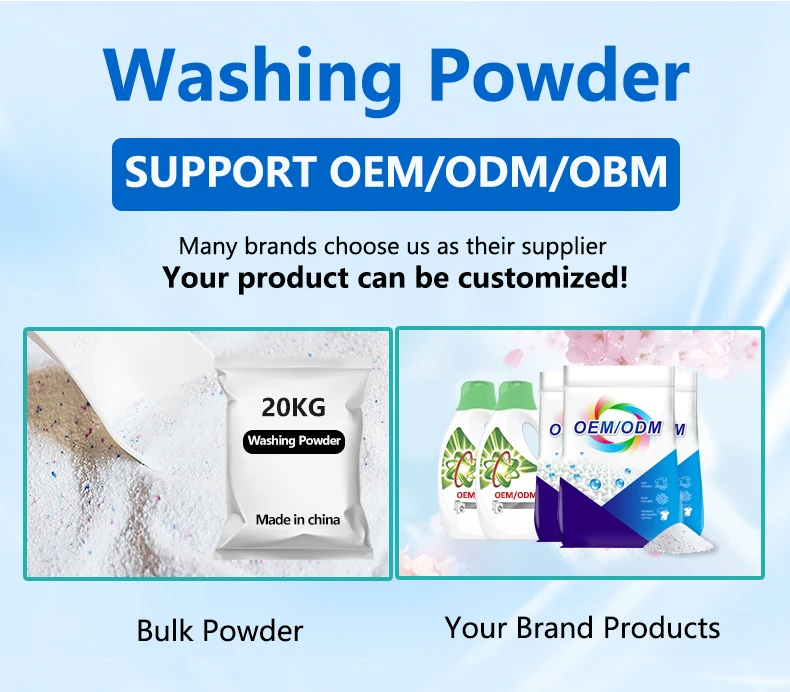 Manufacturer Custom Top Brand Organic High Foaming Low Density Washing Powder Free Sample