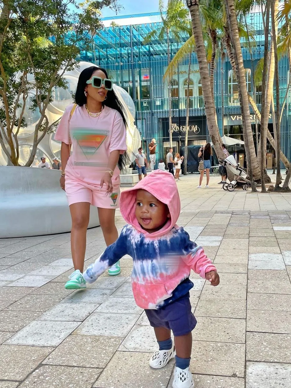 Designer clothes Branded short sleeve custom puff print tshirts shorts two piece set women clothing summer 2024