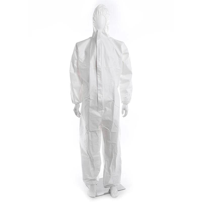 CE Certification TYPE 5/6B Disposable Chemical White SF Film Coverall Jumpsuit