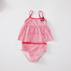 Отличный купальник-бикини из двух предметов с рюшами и аппликацией для маленьких девочек