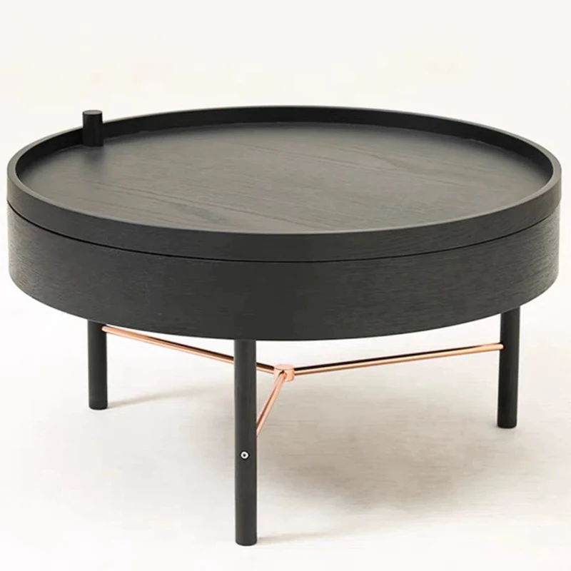 high end round coffee table double modern luxury stainless steel brass rotating black and gold coffee table solid wood table