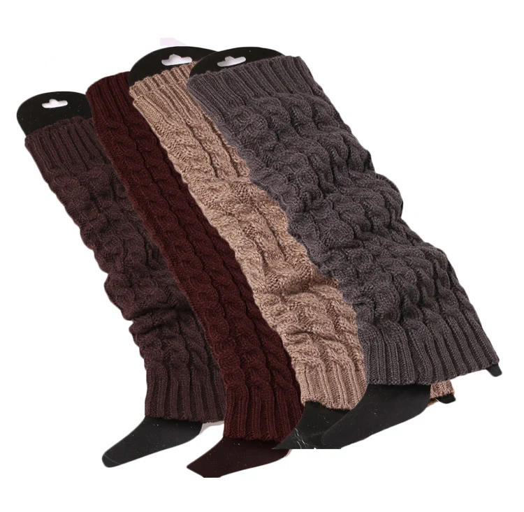 Solid Color Geometric Pattern Jacquard Over The Knee Slouchy Black Leg Warmers Winter for Girls