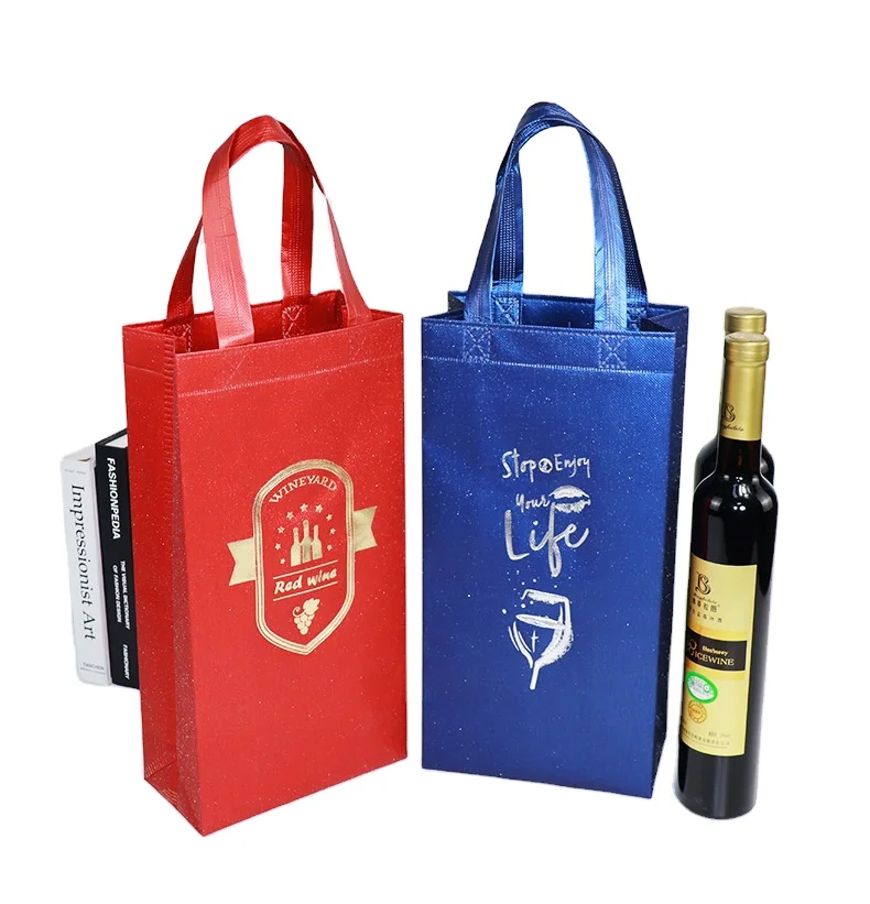 Wholesale Eco Friendly Heavy Duty Reusable Bottles Carrier, Non Woven Wine Tote Bags Boutique Red Wine Bottle Non Woven bags/