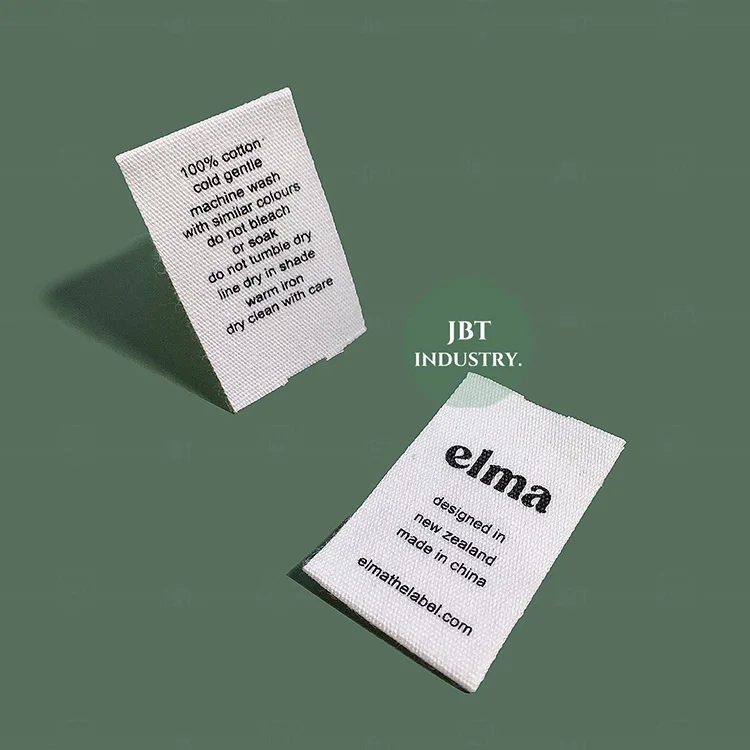 Personalized Cotton Fabric Material Sew In Neck Hand Wash Care Label Tags For Clothes