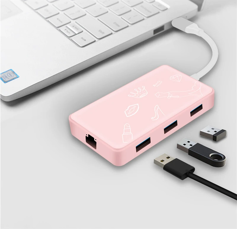 Кабель с разъемом Usb типа C концентратор многопортовый док-станция с Usb3.0 Rj45 разъемом спецификации Usb Type-c Pd зарядки адаптер док-станция для ноутбука usb-концентраторы