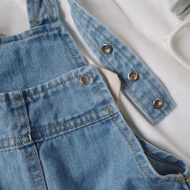 2023 summer new baby jeans suspenders shorts foreign style everything match casual pants