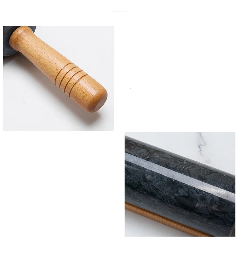 Marble rolling pin Solid wood handle household rolling dumpling skin rolling noodles steamed bun pastry cake pressing tool
