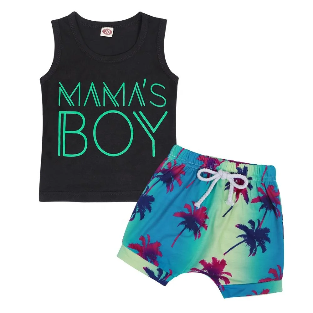  Summer Child Clothing 2 Pieces Sets Kids Babi Big Boys T-shirts and Shorts clothes baby Letters beach