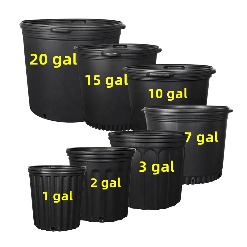 Customized Trade Large Tall Tree One 0.5 1 1.5 3 4 5 6 7 10 12 15 20 25 30 Net Flower Plant Pot Planter Grow Plastic Gallon Pots