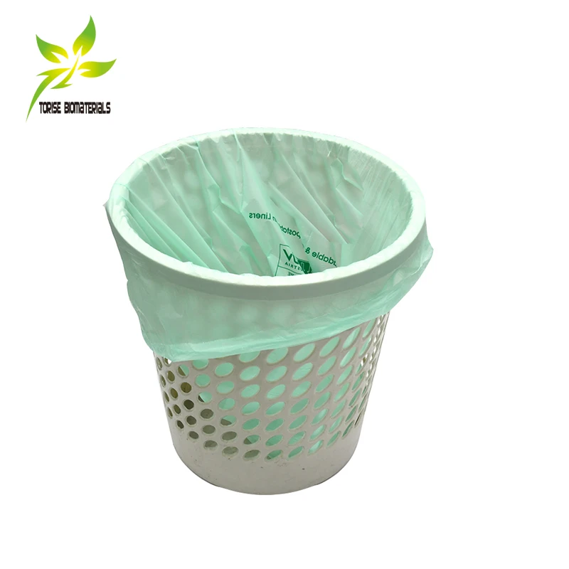 Manufacture Factory OK Compost Certified Biodegradable custom printed eco friendly wavetop garbage bags on roll