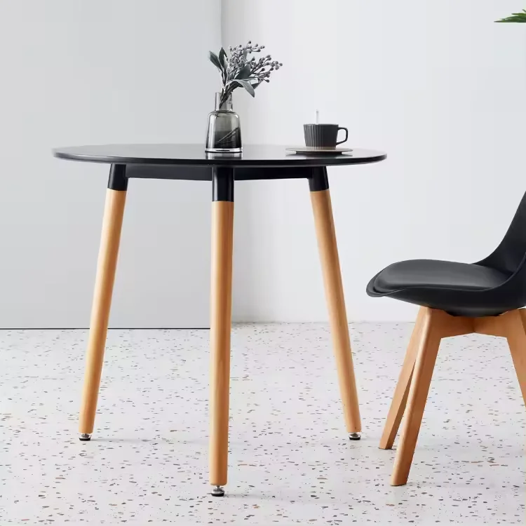 Modern MDF Household  Cheap Desktop Outdoor Indoor solid Wood Table Coffee Shop Table Small Round Dining Table