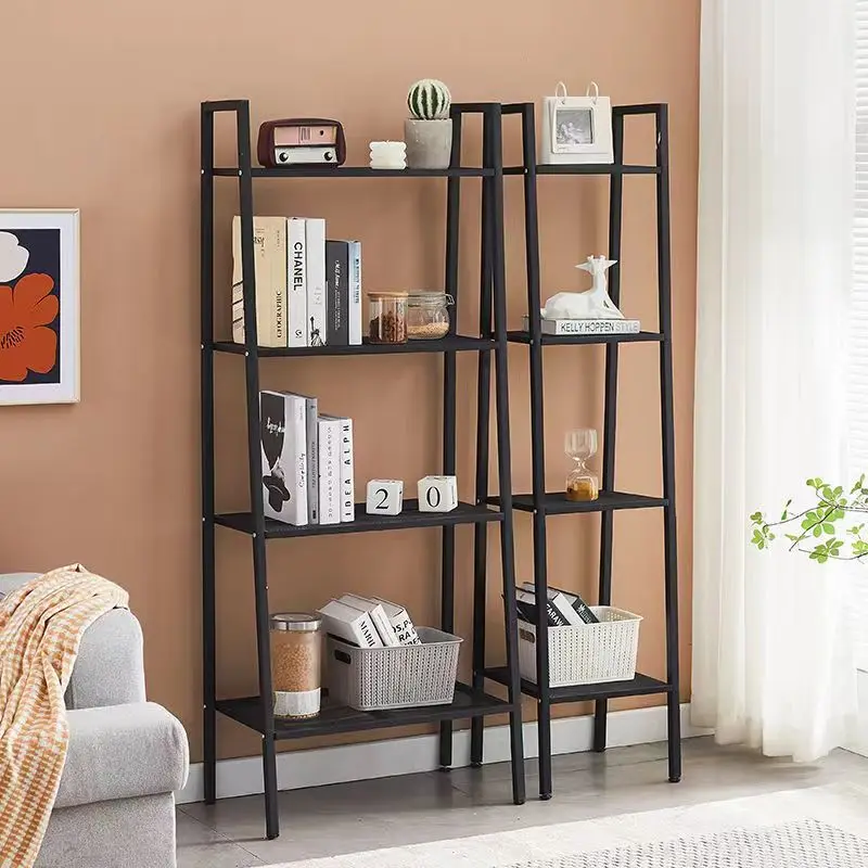 Iron microwave oven trapezoidal rack balcony living room kitchen storage rack multi-layer book rack