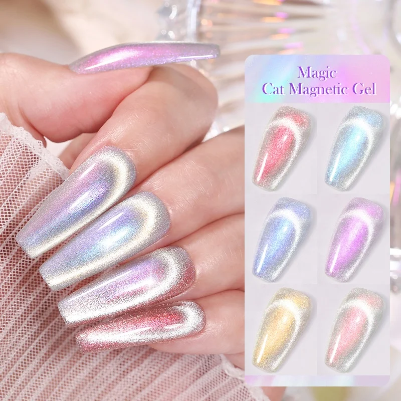 BORN PRETTY 10ml Magic Cat Magnetic Gel Polish Semi-Transparent Aurora Crystal Cat Eye Gel Nail Supplies for Professionals